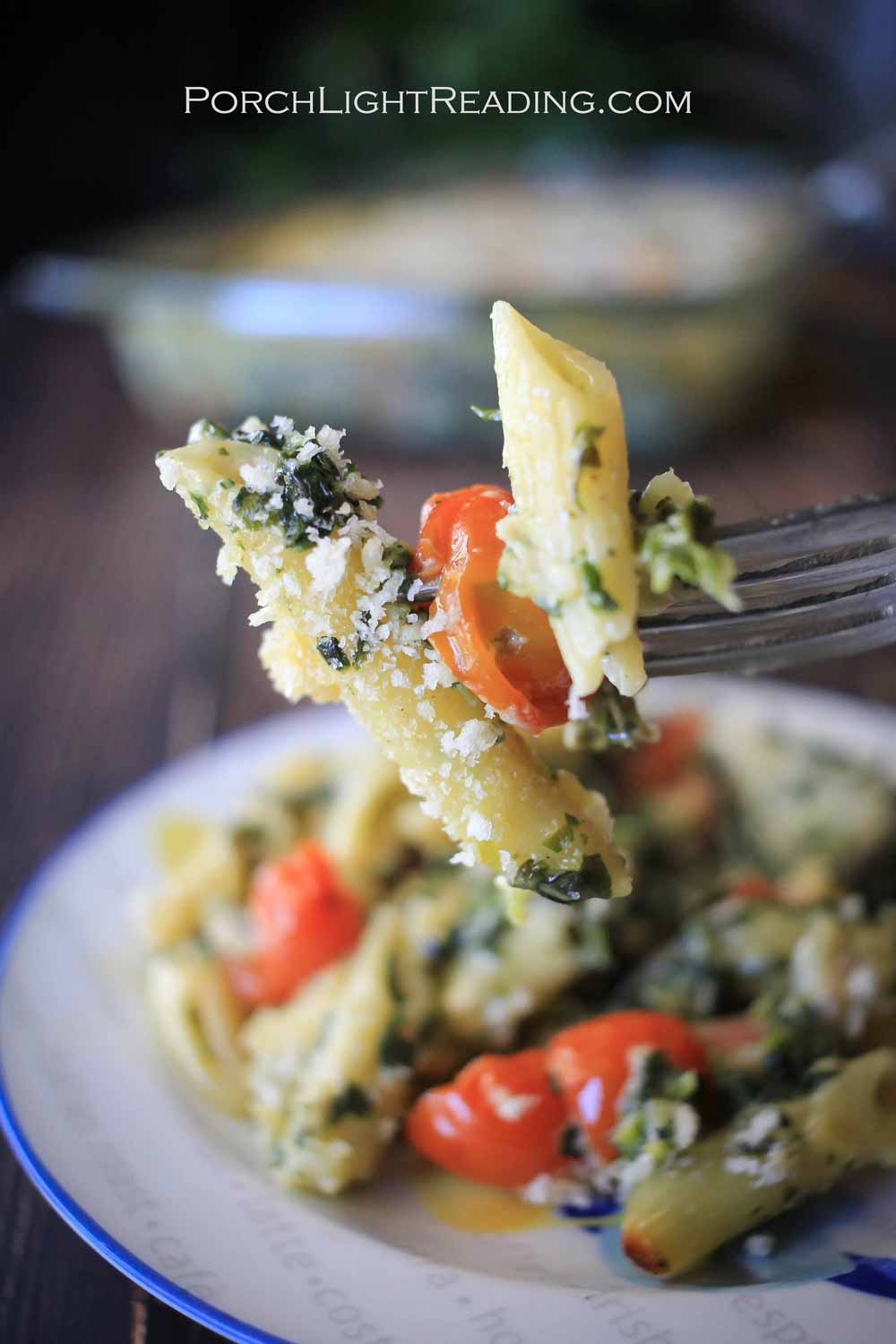 Penne mac and cheese with Parmesan cheese.