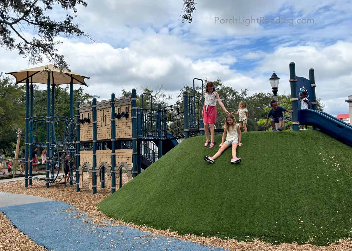 Children playing at the playground in town Beaufort.