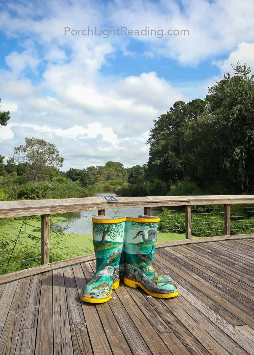 Boots for a photo opp outside the Cypress Wetlands.
