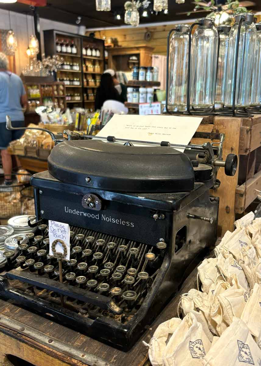 Typewriter inside the country store.