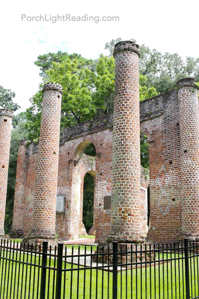 Columns along the front of the church.