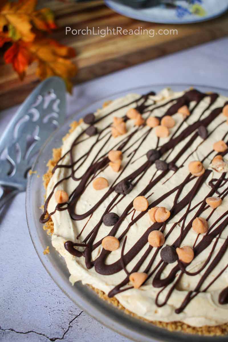 Pumpkin cheesecake with chocolate drizzle. 
