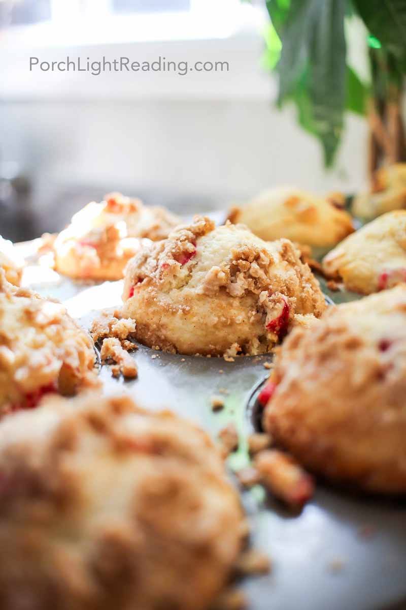 Fresh cranberry muffins cooling in the muffin tin. 