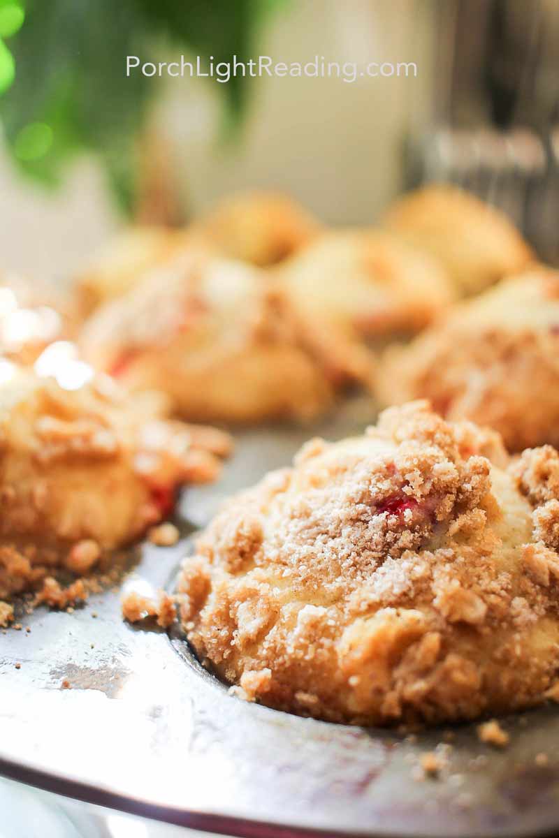 Cranberry muffins with a streusel topping. 
