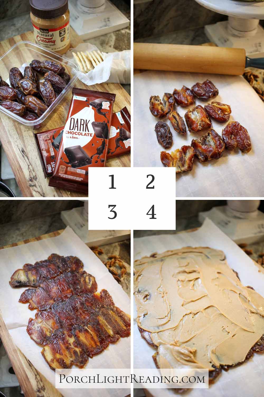 How to make date bark steps 1-4.