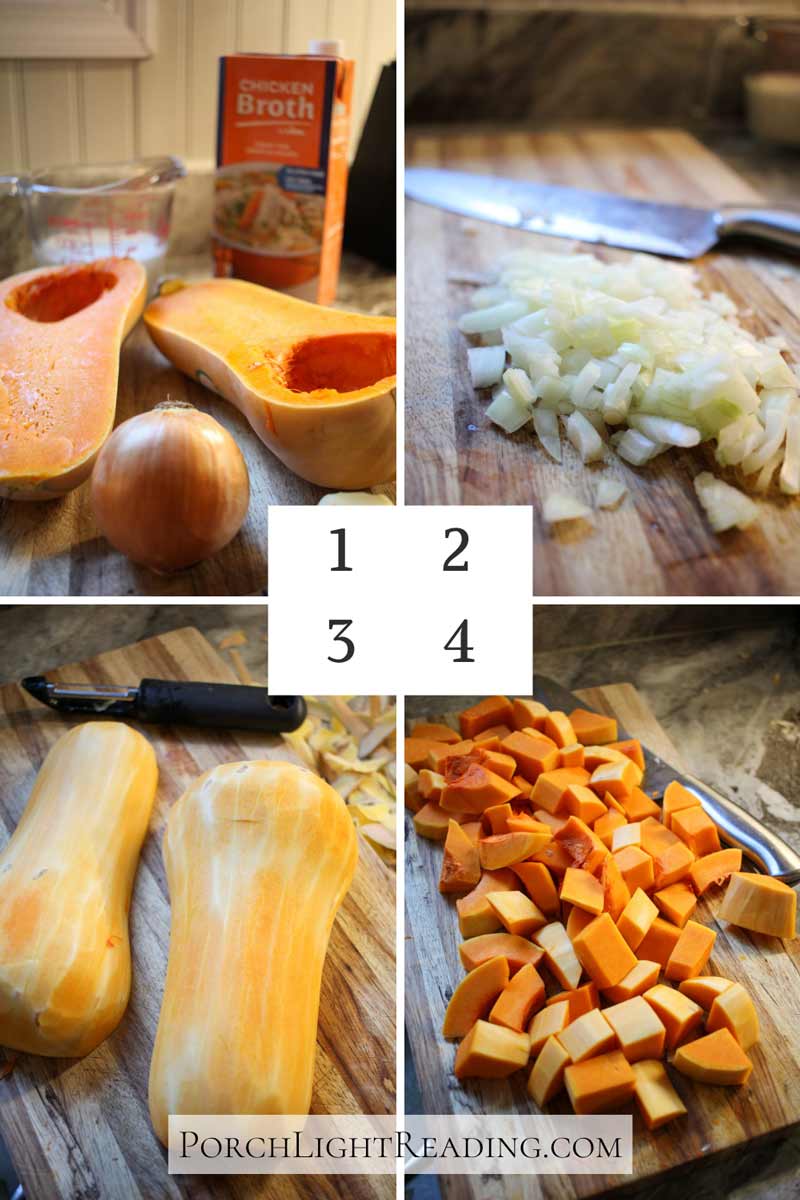 Cooking directions 1-4. Ingredients, dice, peel, chop into cubes.