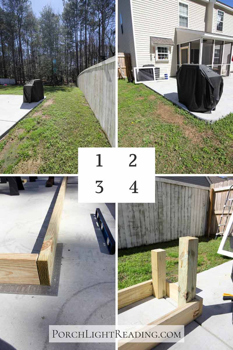 Garden bed building guide steps 1-4. Choose location. Level area. Build frame. 