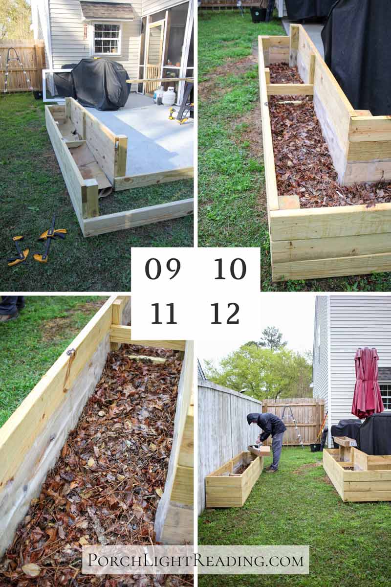 Raised garden bed steps 9-12. Add second layer of boards. Trim excess. Add lip. 