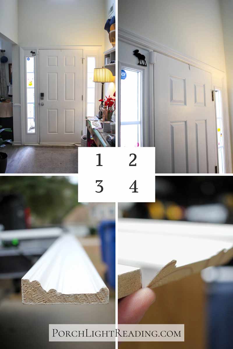 Steps 1-4 to adding door trim and molding. Measure and trim to size. 