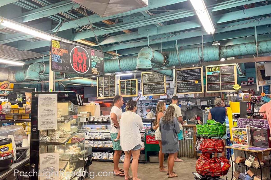 Inside Bert's Market with deli counter.