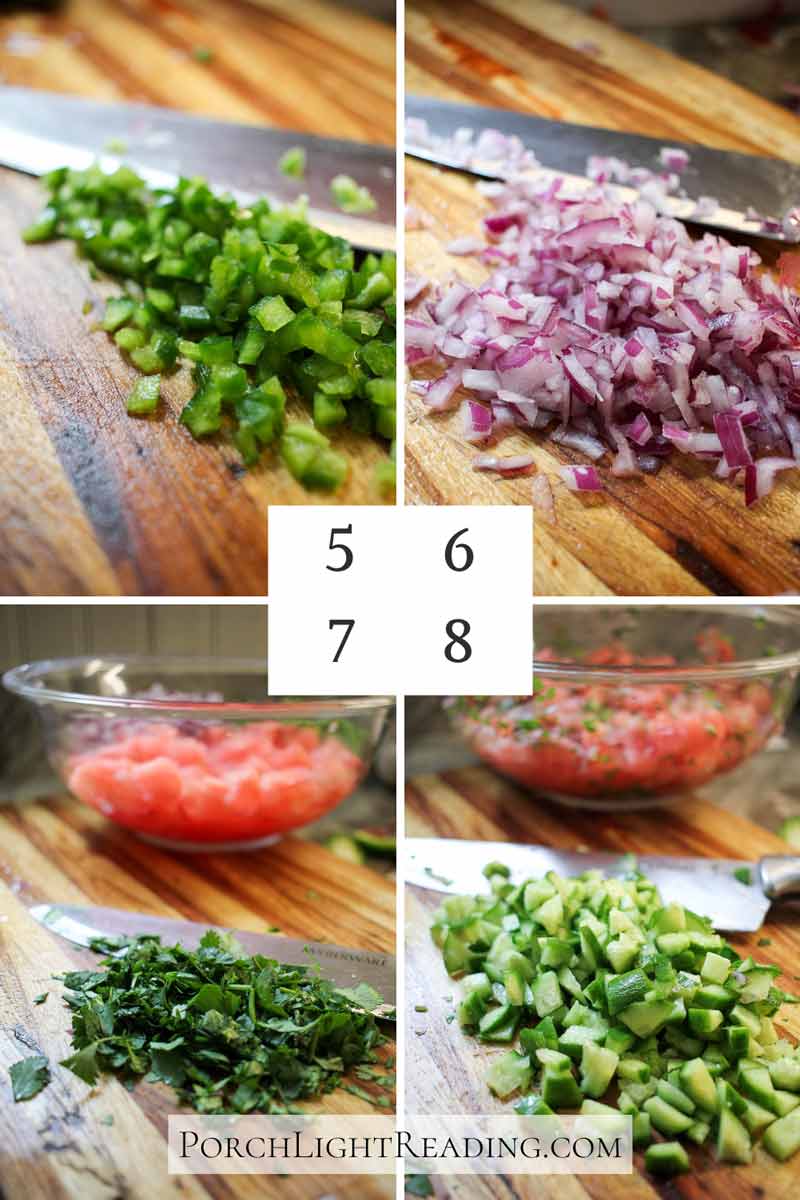 Steps 5-8- Chopping the ingredients.