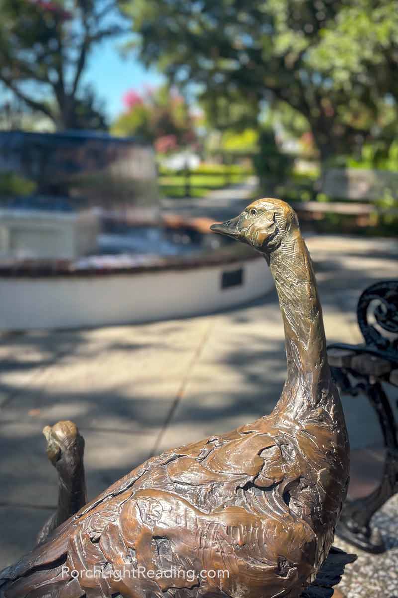 Sculpture of two geese in downtown Summerville near Hutchinson Square. 