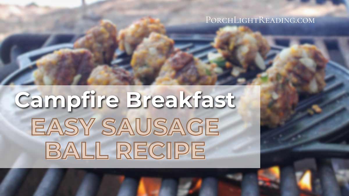 Sausage breakfast over the campfire.