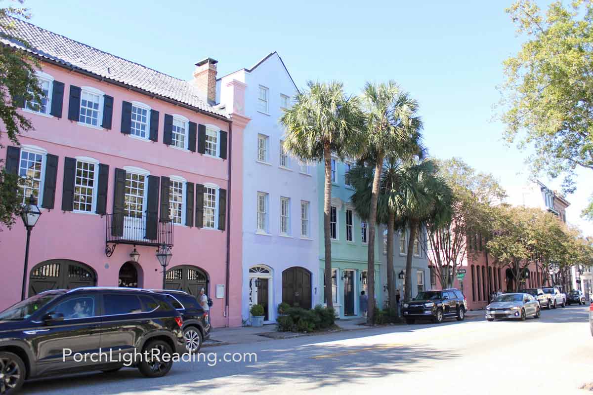 Rainbow Row with colorful houses. 