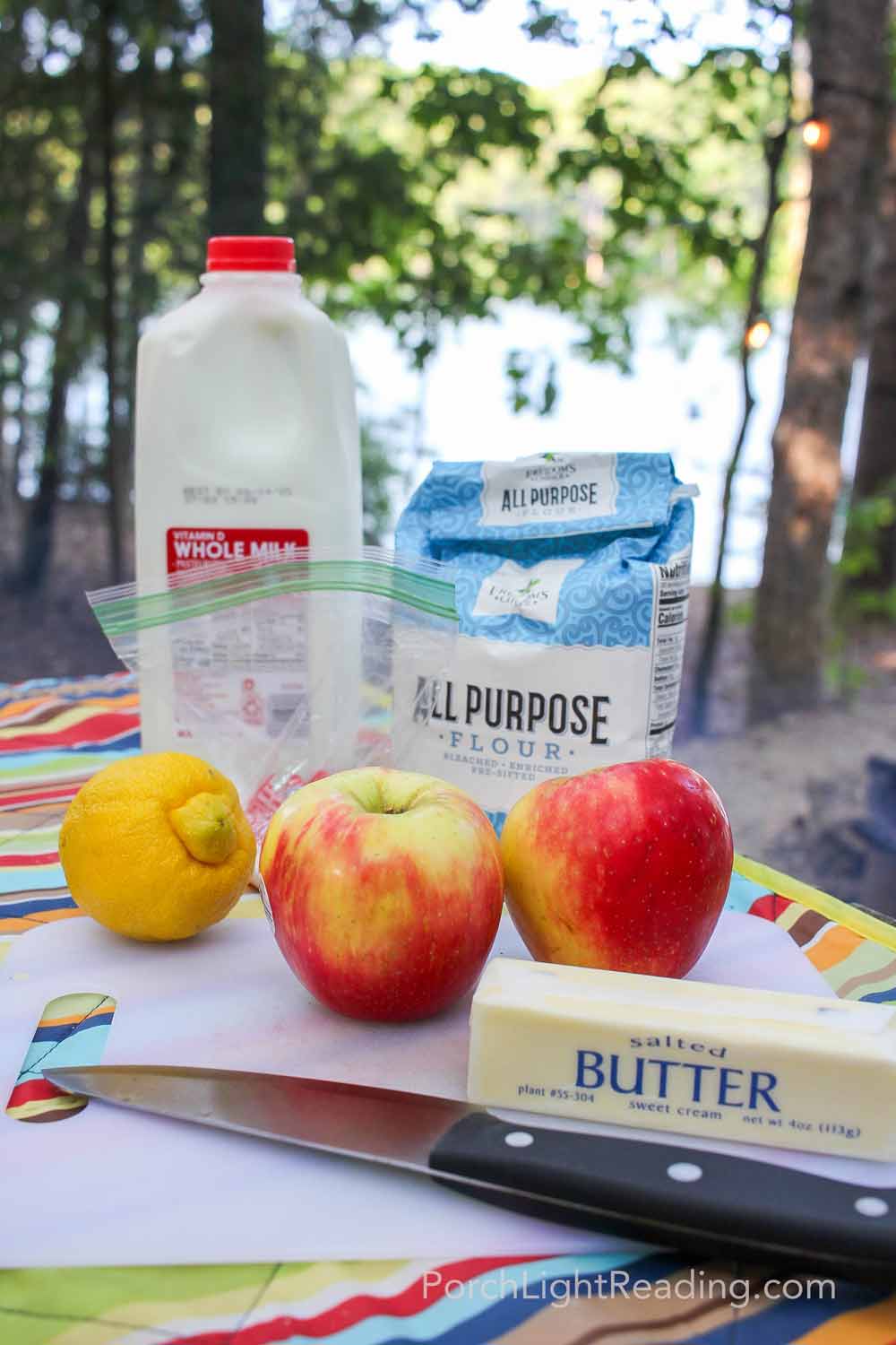 Ingredients for campfire apple cobbler. 
