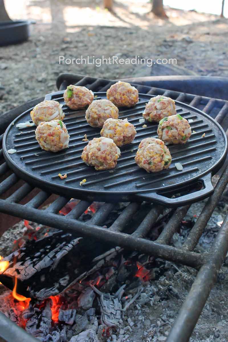 Sausage balls rolled into 1 inch balls for cooking.