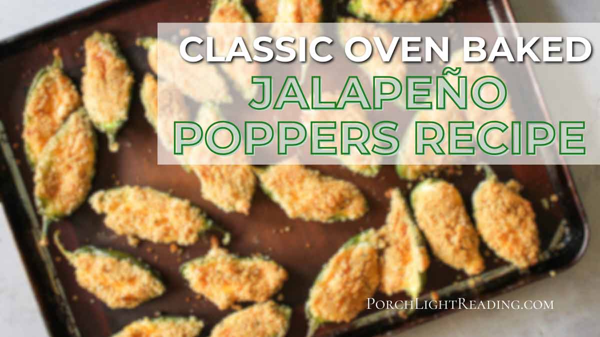 Oven baked jalapeño poppers on a baking sheet. 