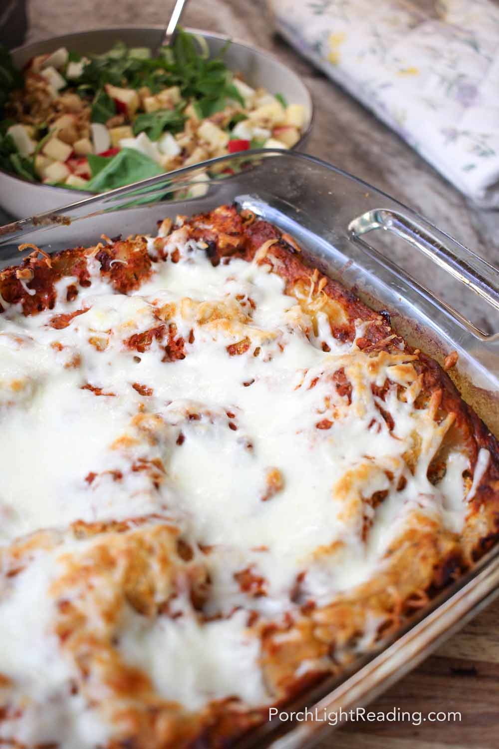 Homemade lasagna fresh out of the oven. 
