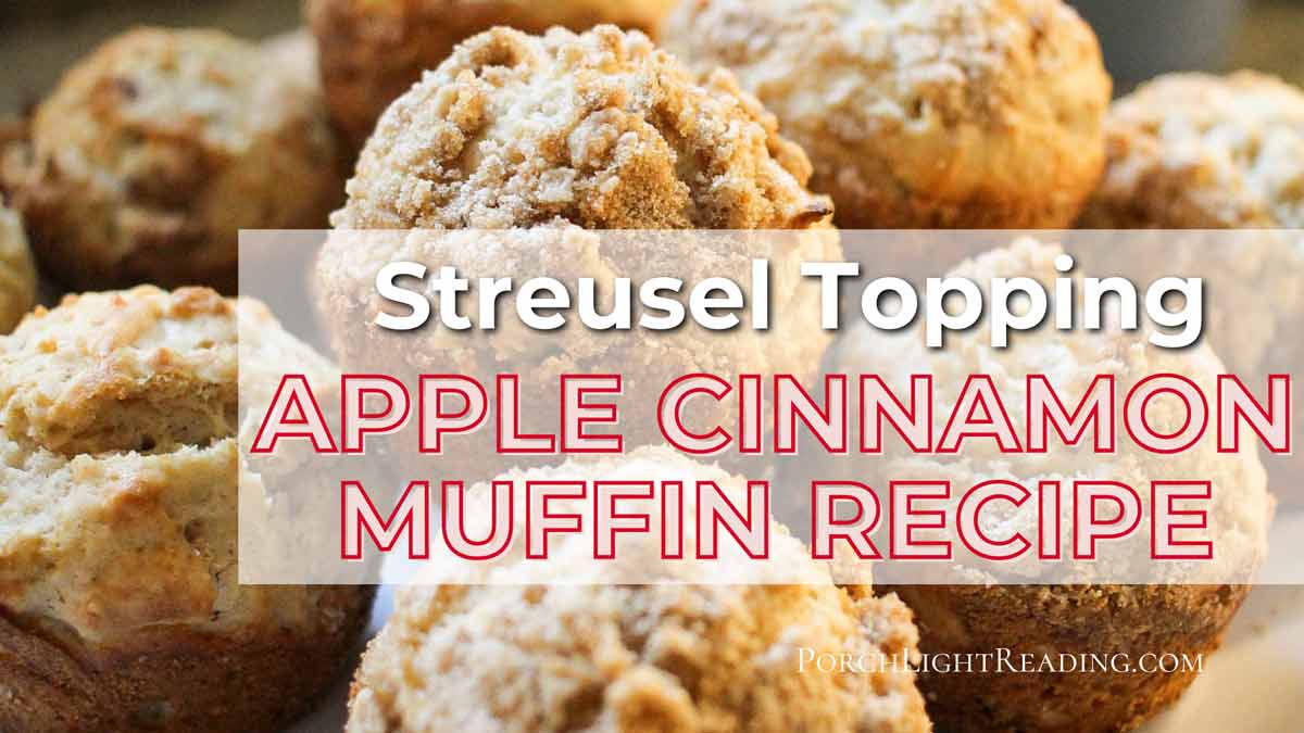 Apple cinnamon muffins piled on a plate for serving. 