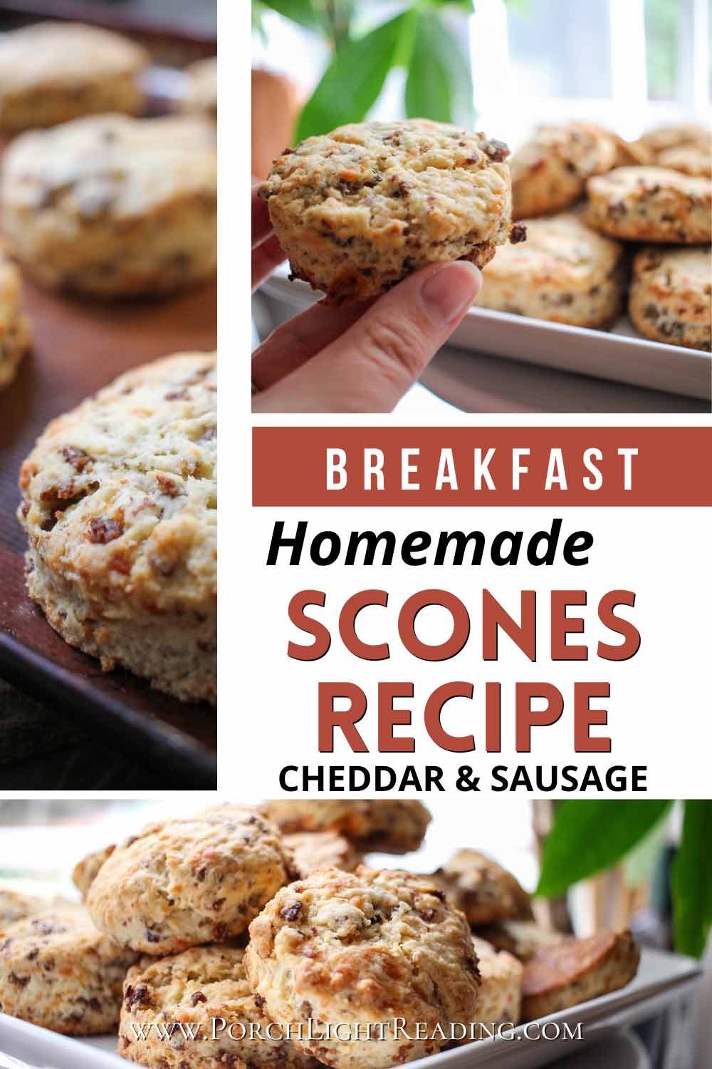 Sausage and cheddar breakfast scones Pinterest Pin for sharing. 