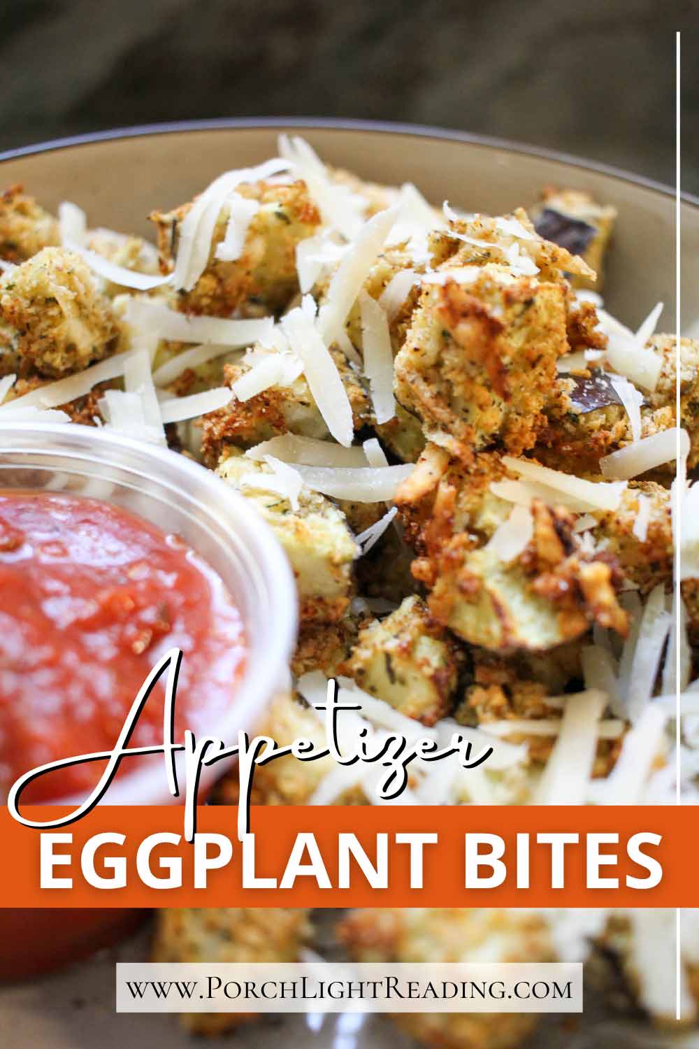 Eggplant bites Pinterest Pin for sharing. 
