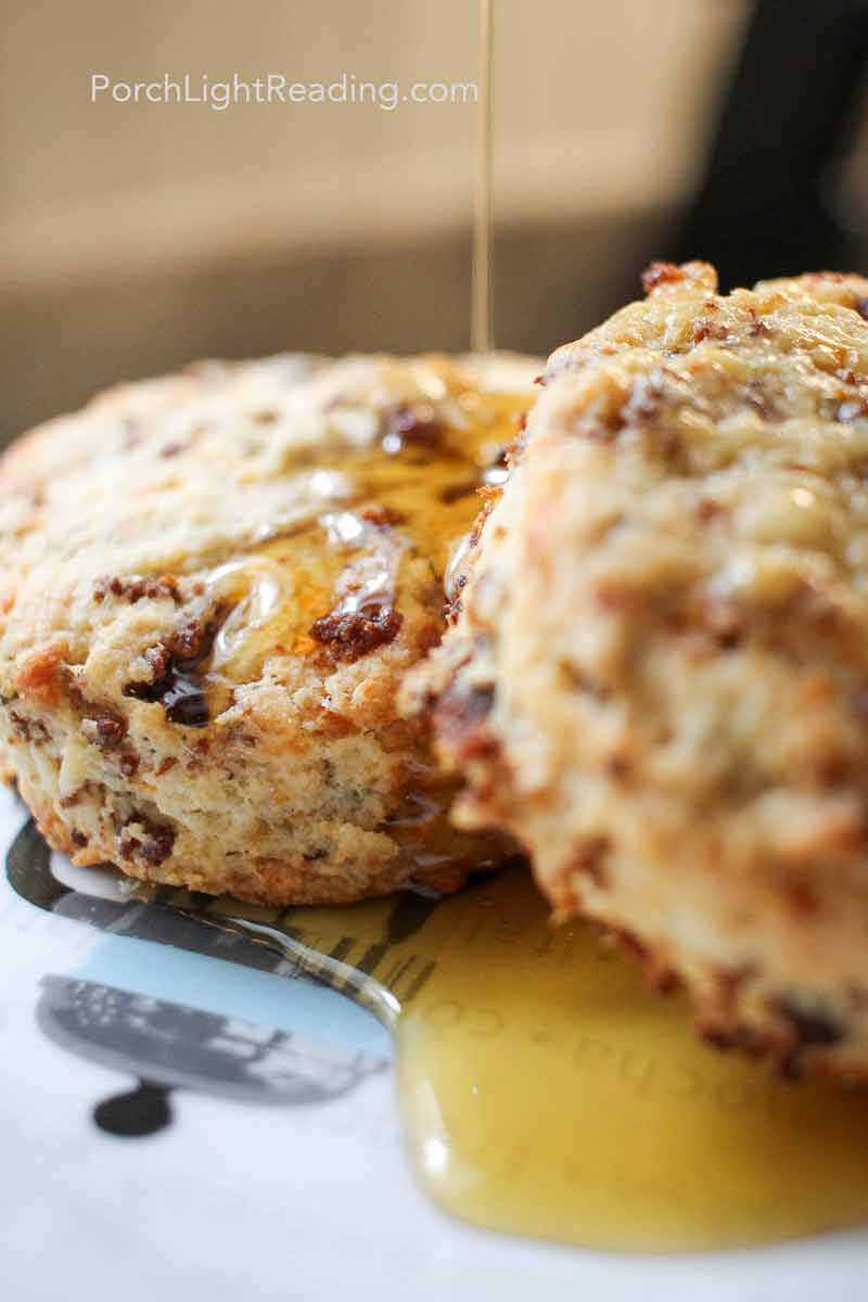 Breakfast scones with a bit of maple syrup drizzle. 