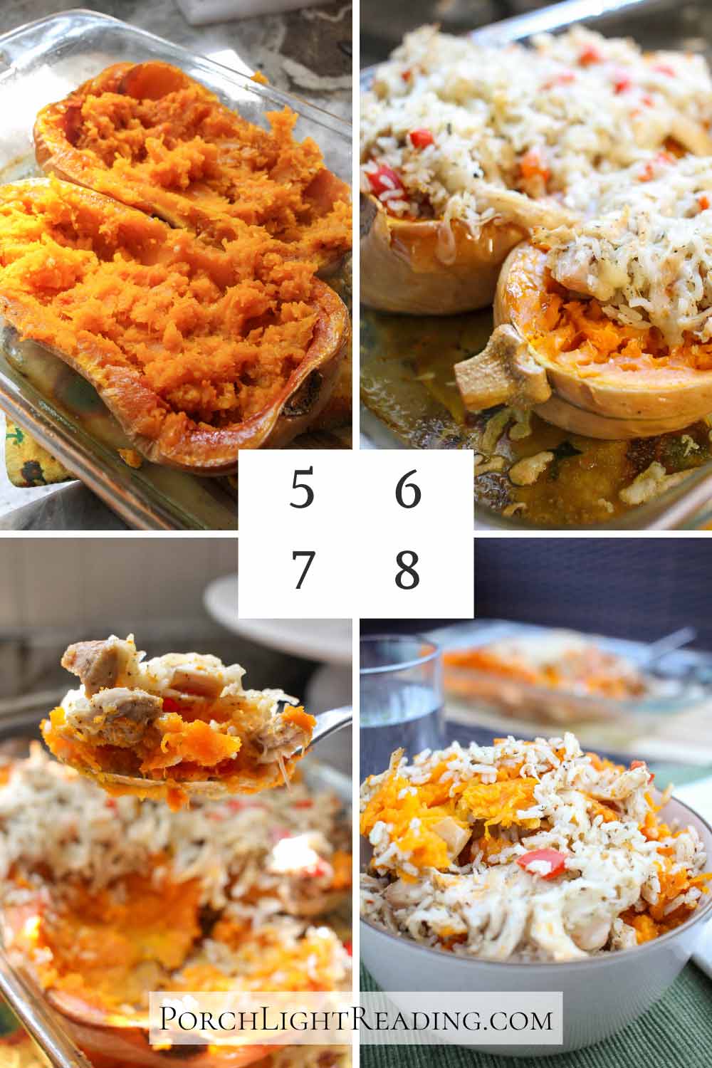 How to make chicken stuffed butternut squash. Steps 5-8.