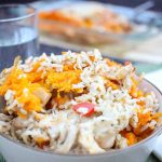 Butternut squash bowl with chicken and rice.
