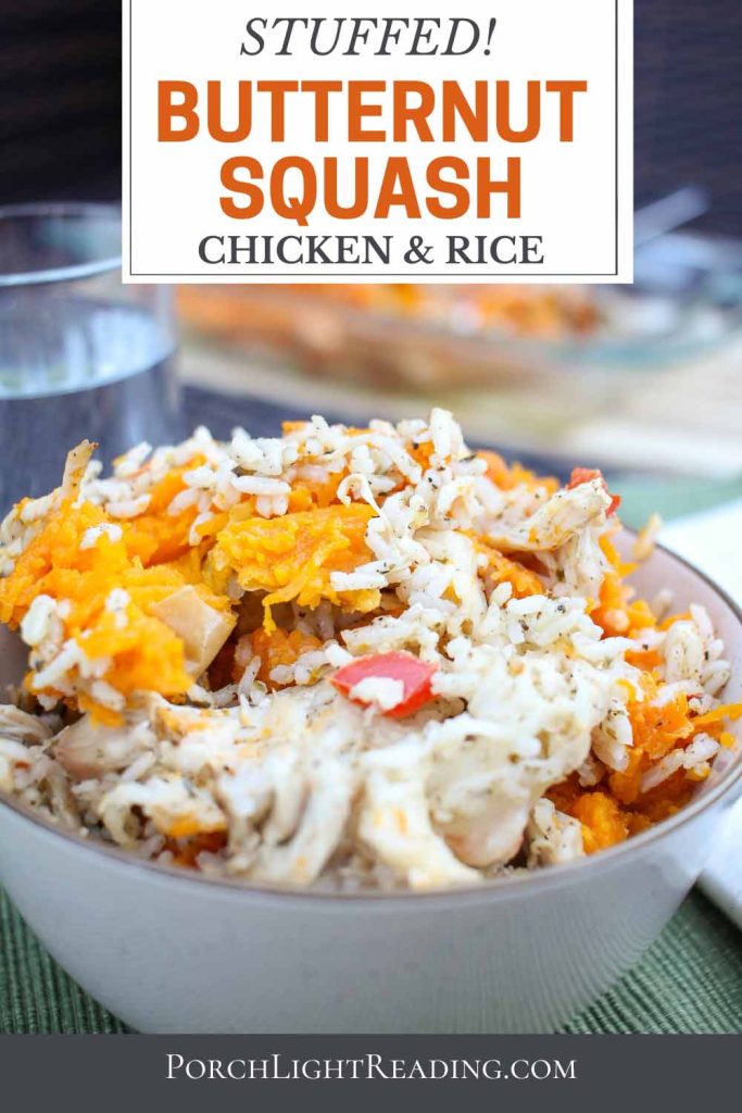Stuffed butternut squash with chicken and rice recipe.
