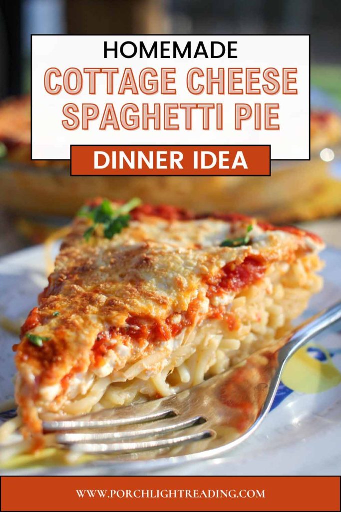 Spaghetti Pie Pinterest Pin for sharing on social media.
