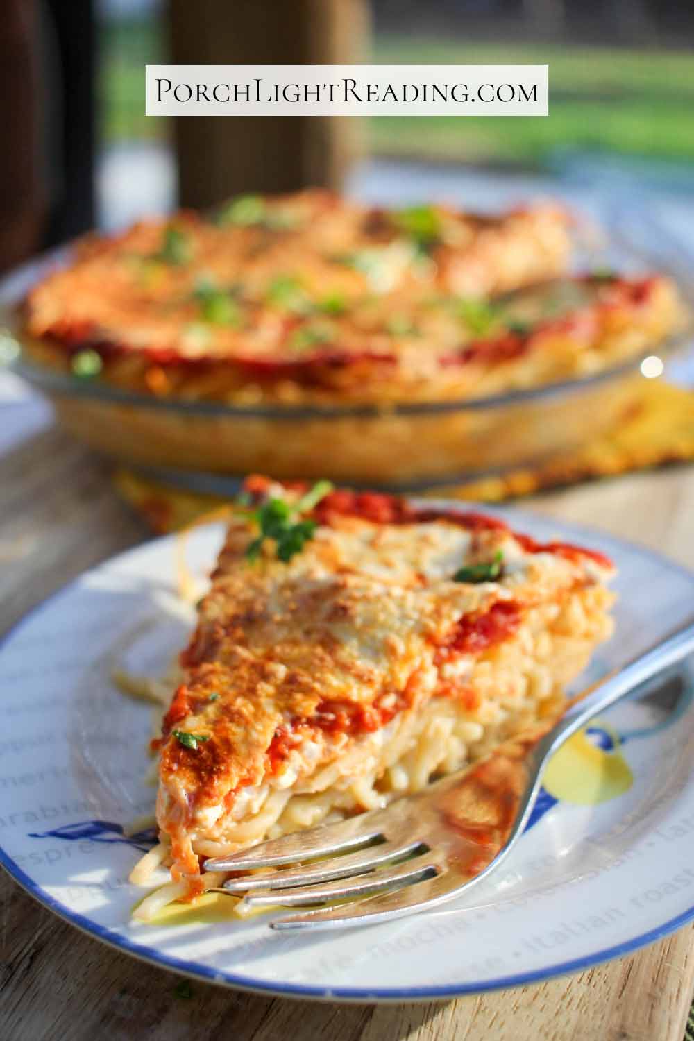 Spaghetti pie to feed a crowd. 