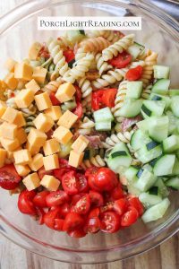 Chopped vegetables.