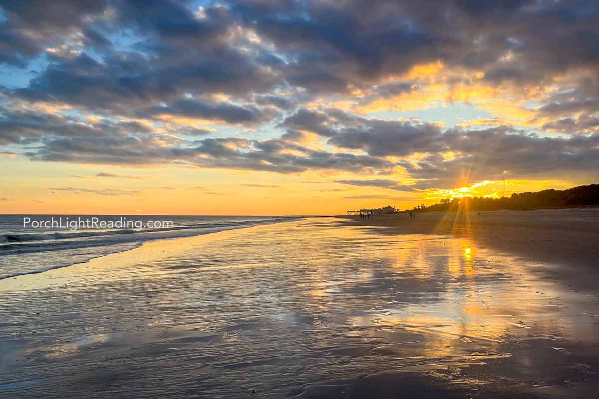 Yellow sunset over the beach at Edisto, South Carolina. 