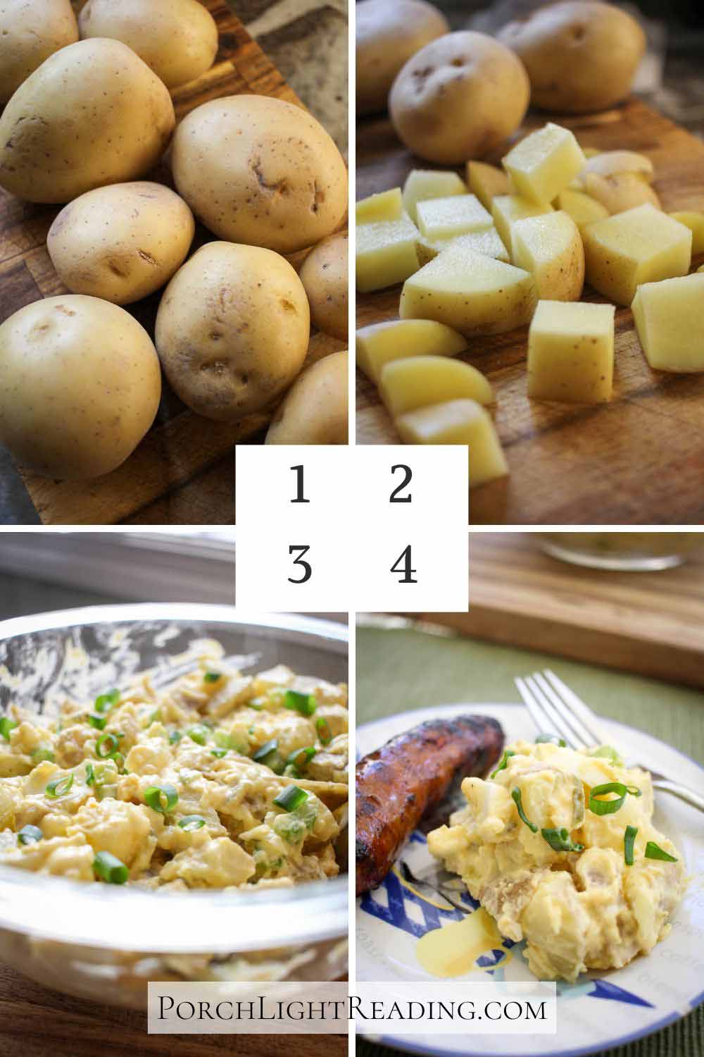 How to make potato salad with Greek yogurt step by step directions. 