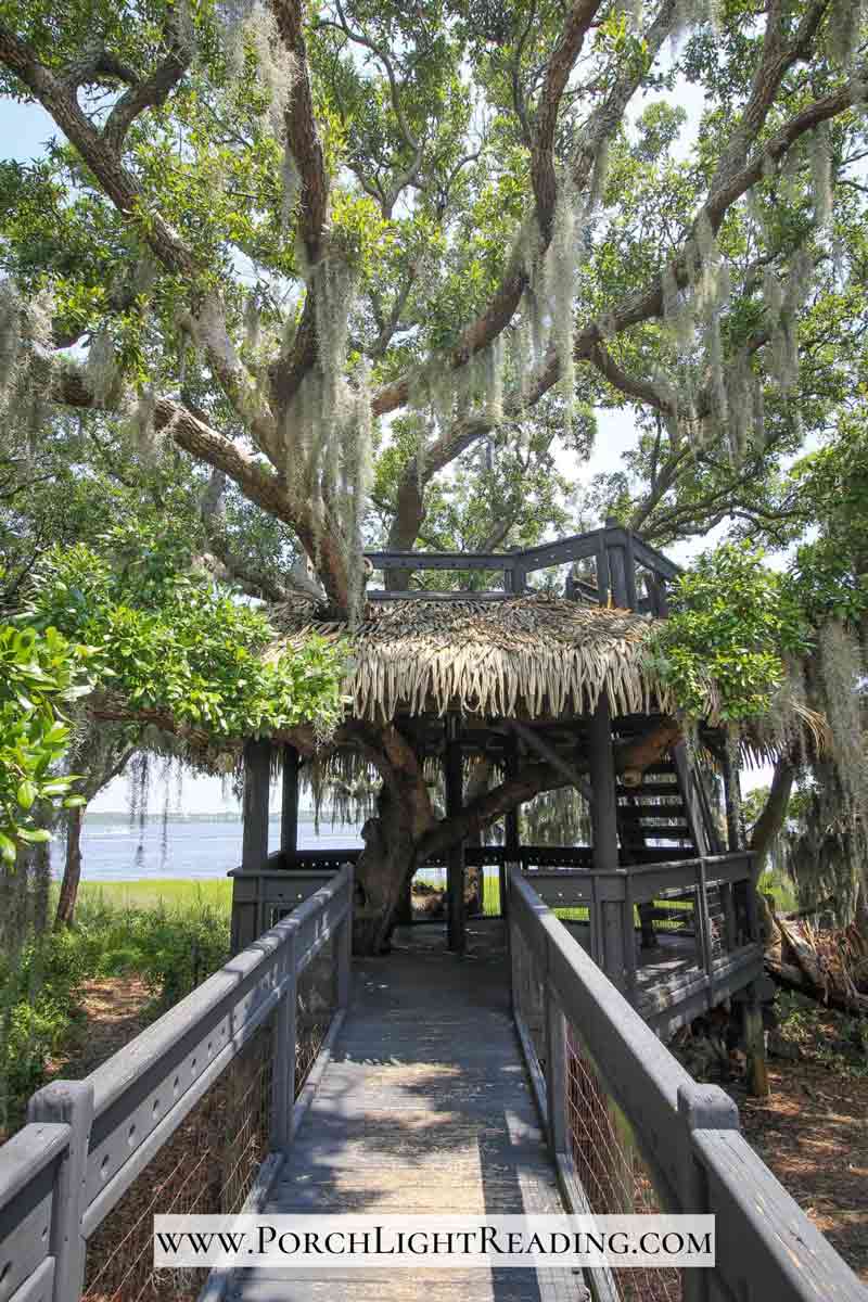Two story treehouse with Spanish moss. 