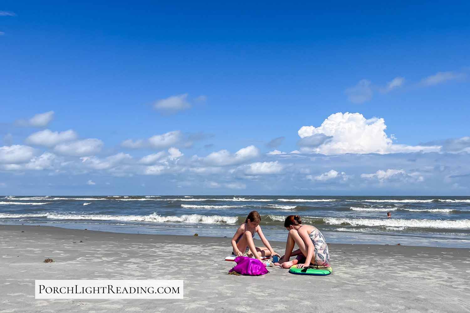 Kids playing in the sand at Folly Beach, SC. 