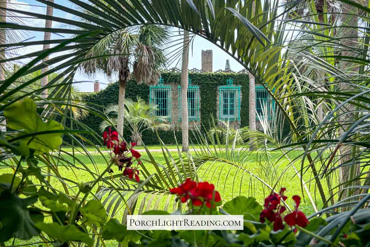 Garden and greenery surrounding the walls and windows at Atalaya Castle, South Carolina. 