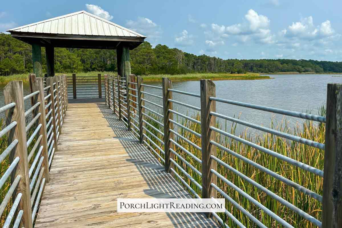 Long pier overlook over the pond. 